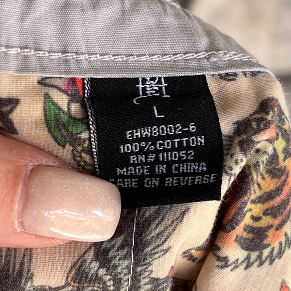 NEW Womens Size Large Ed Hardy Butterflies Poplin Cargo Wide Leg Graphic Pants - Picture 9 of 9